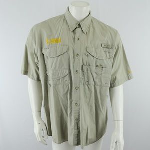 Columbia PFG LSU Tigers Vented Fishing Shirt Mens‎ Medium Khaki Tan